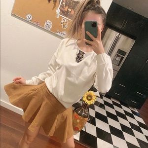 Women fall vibe caramel Suede skirt /shorts